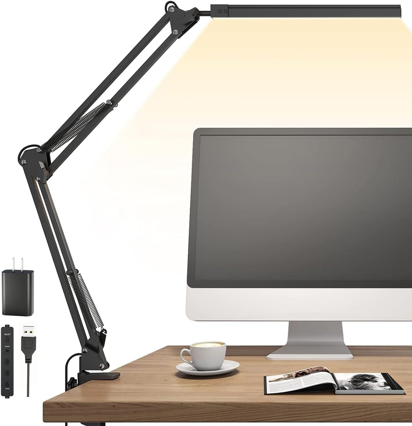 Adjustable LED Desk Lamp with Clamp, 3 Color Modes(Black) - Image 4
