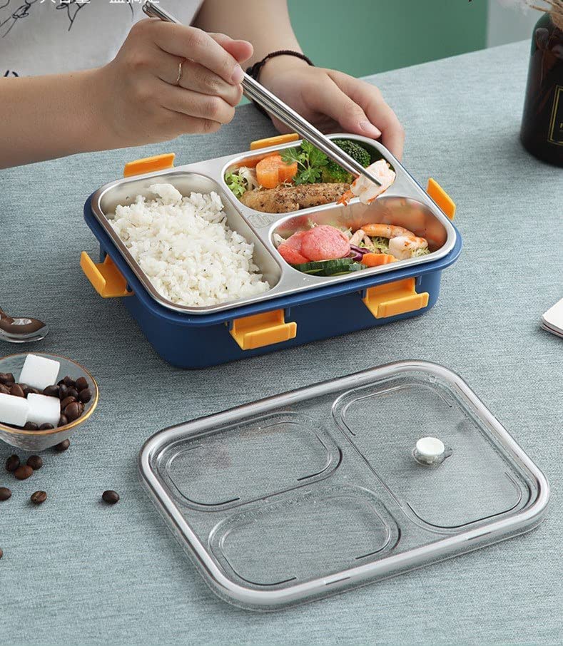 3 Compartment Stainless Steel Insulated Lunch Box for Kids, Boys and Girls, Home & Office(mix color only) - Image 7