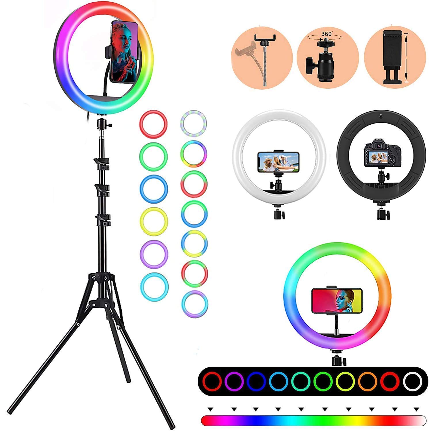10" inch RGB Ring Light with "7" Feet Tripod Stand for Phone