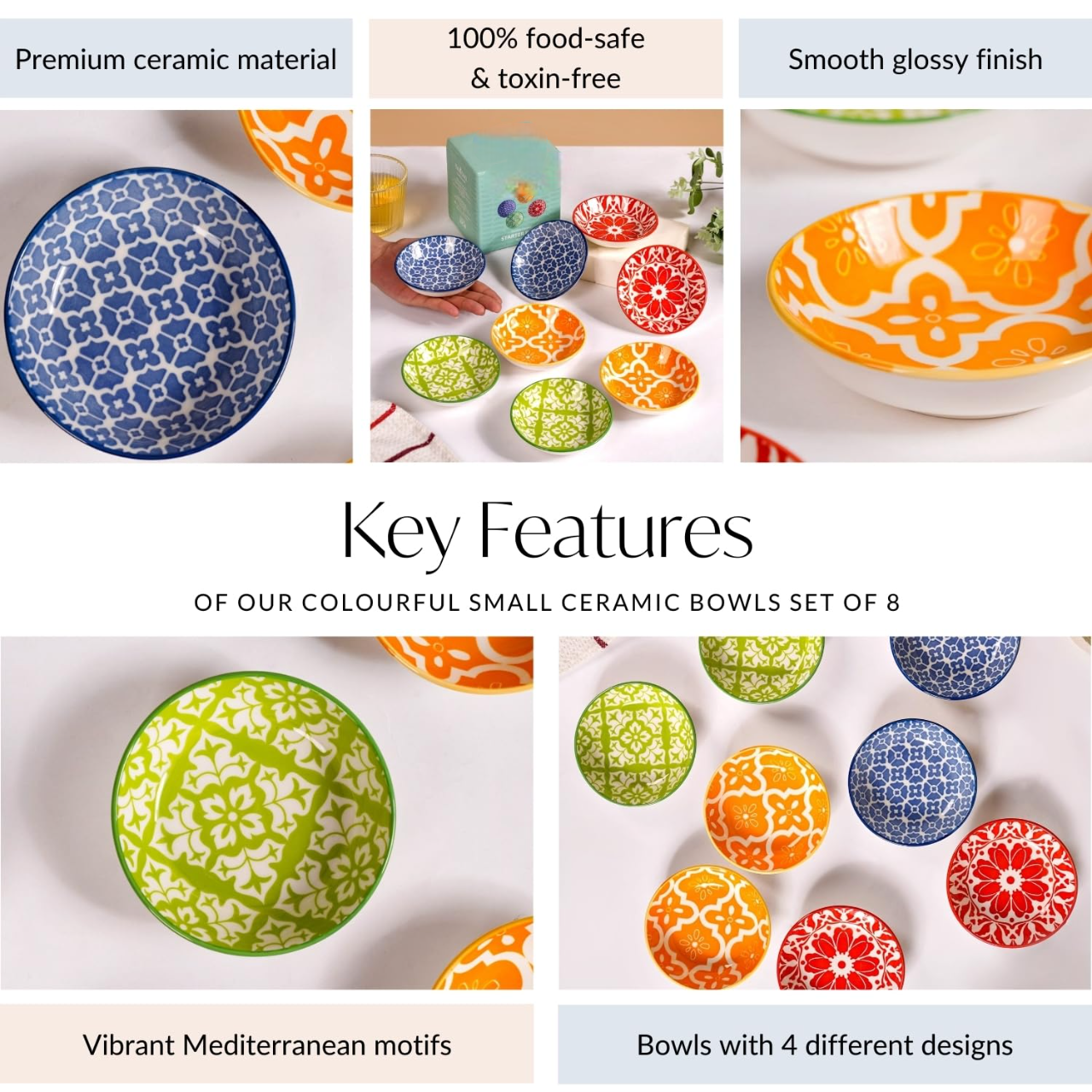 Mix design Set of 8 Small Ceramic Plates (70ml) - Image 2
