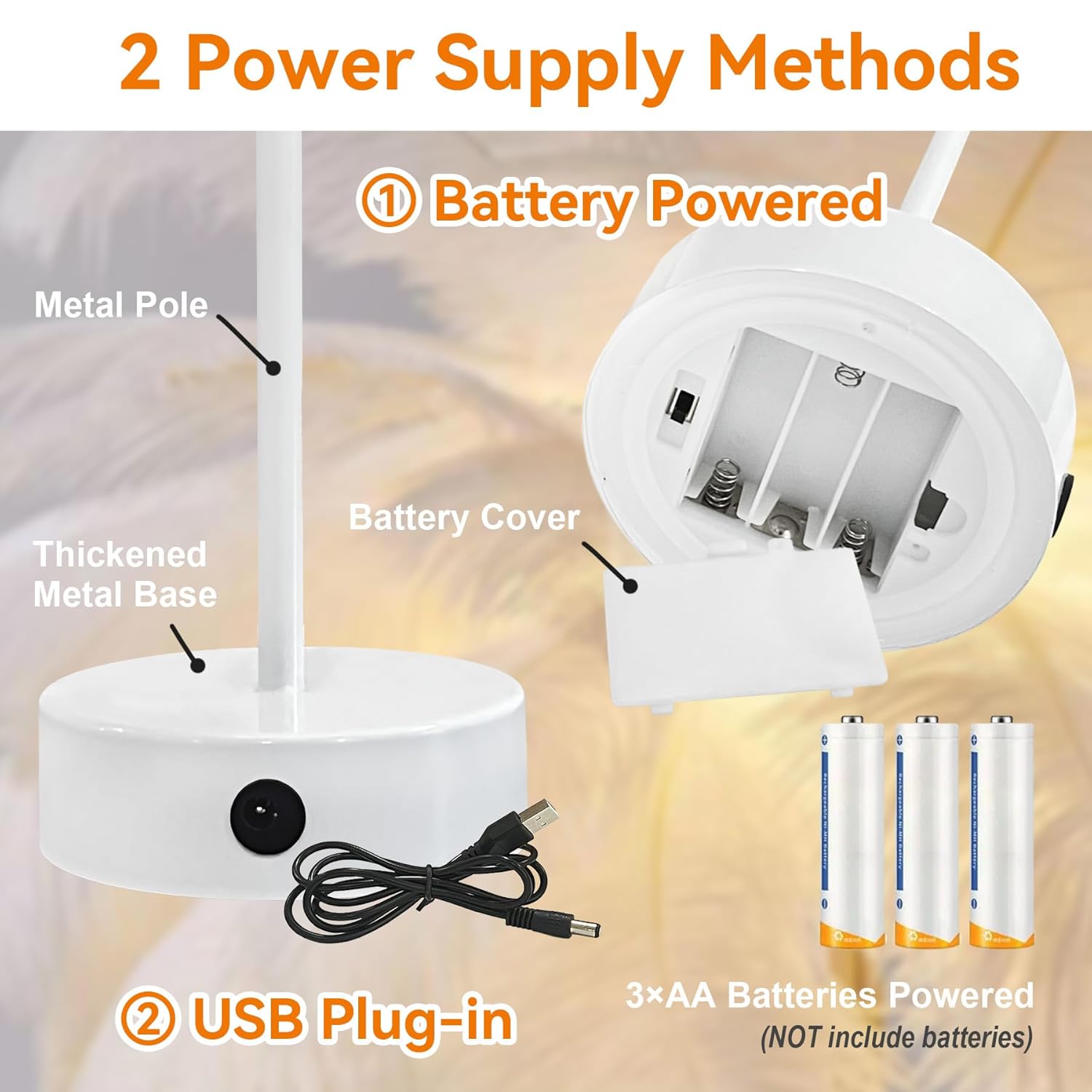 Elegant Ostrich Feather Bedside Table Lamp (white) - Image 3