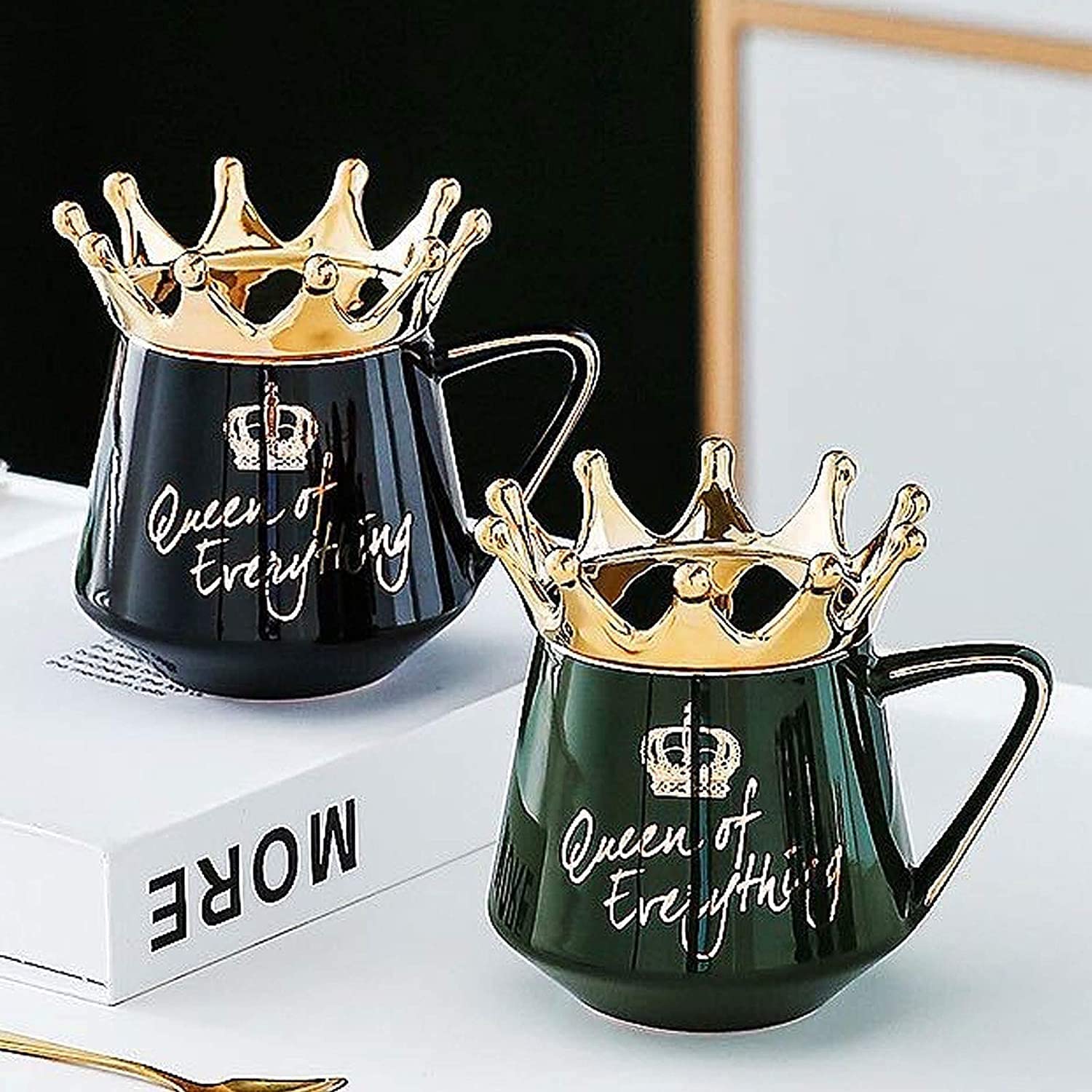 Queen of Everything Mug with Golden Crown & Spoon 350ml(mix color only) - Image 9