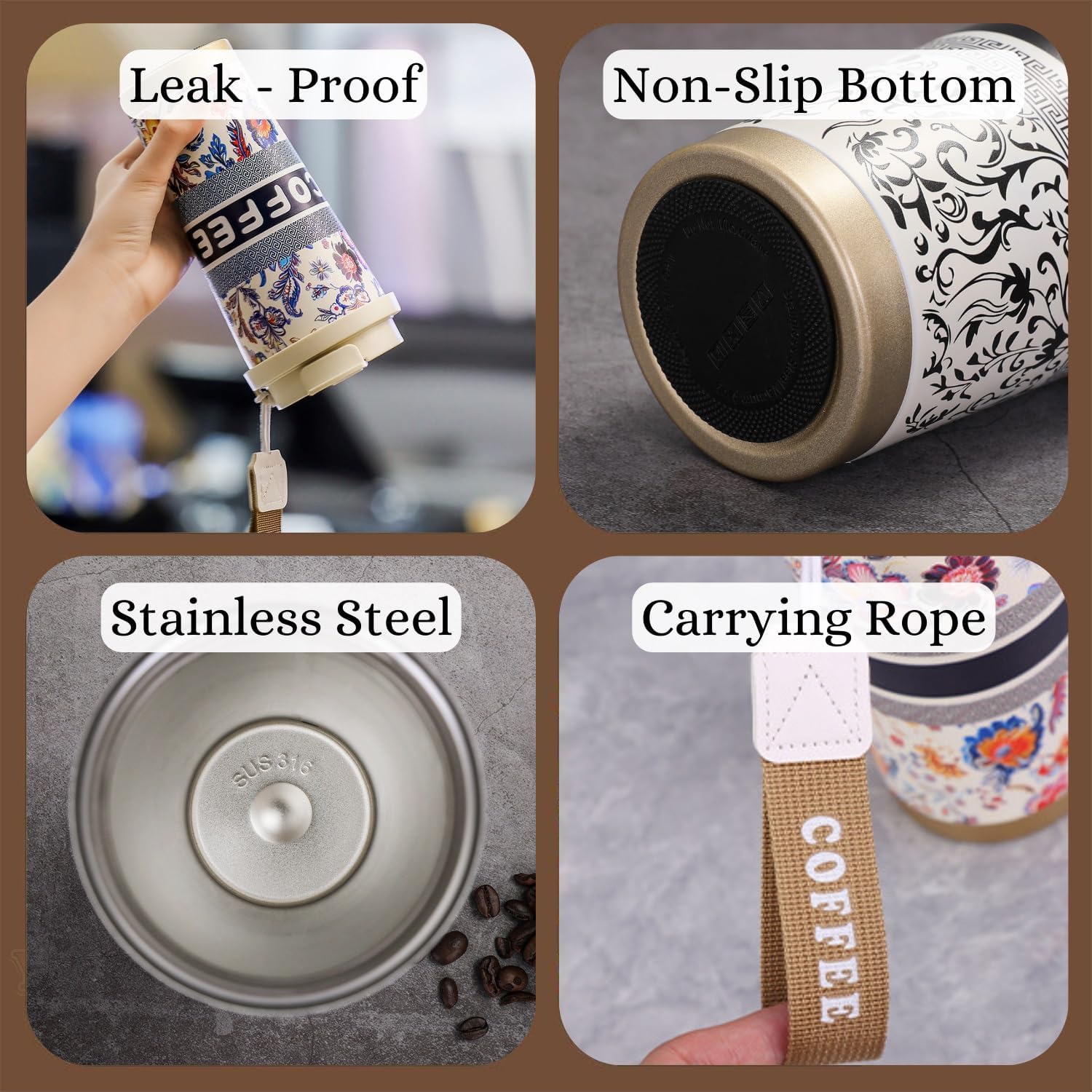 Stainless Steel Coffee Travel Sipper with Straw & Flip Lid (550 ML) - Image 5