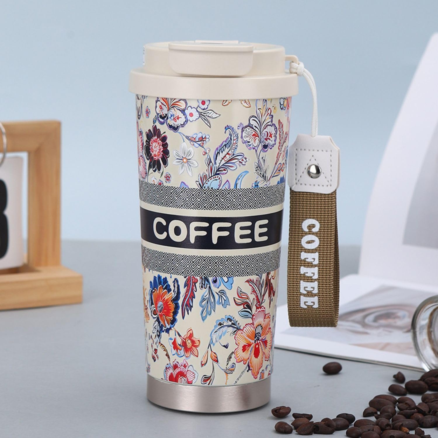 Stainless Steel Coffee Travel Sipper with Straw & Flip Lid (550 ML) - Image 8