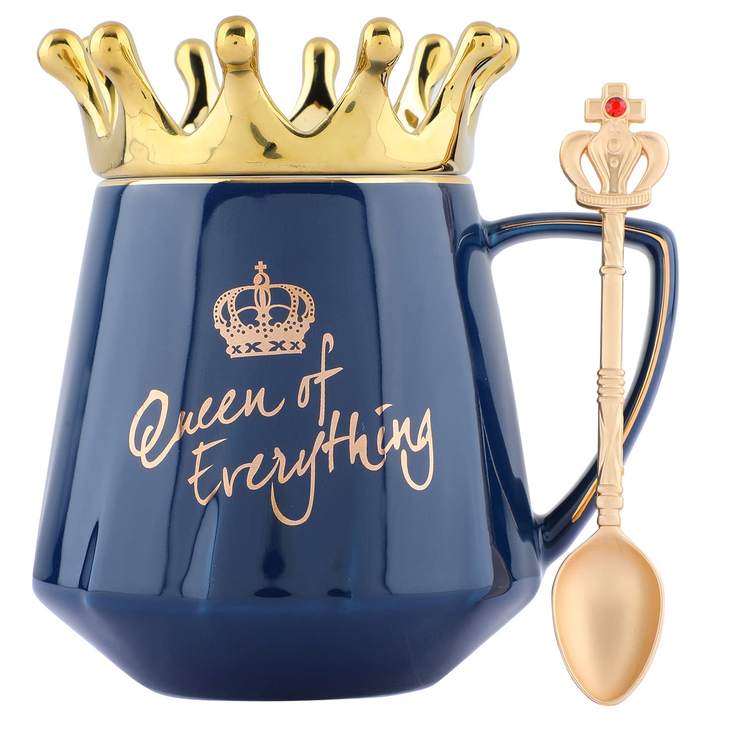 Queen of Everything Mug with Golden Crown & Spoon 350ml(mix color only) - Image 4