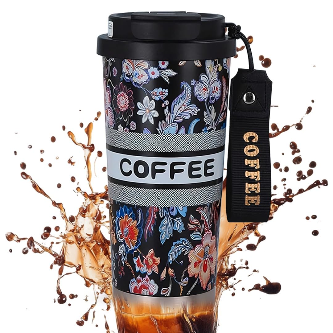 Stainless Steel Coffee Travel Sipper with Straw & Flip Lid (550 ML) - Image 6