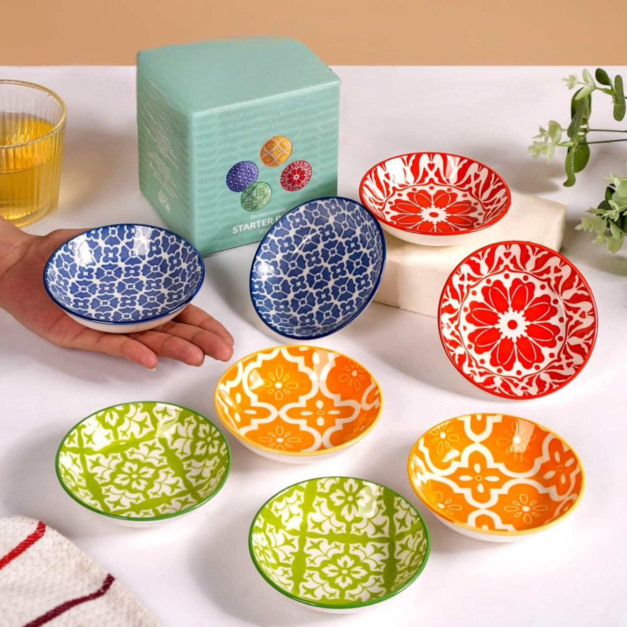 Mix design Set of 8 Small Ceramic Plates (70ml)