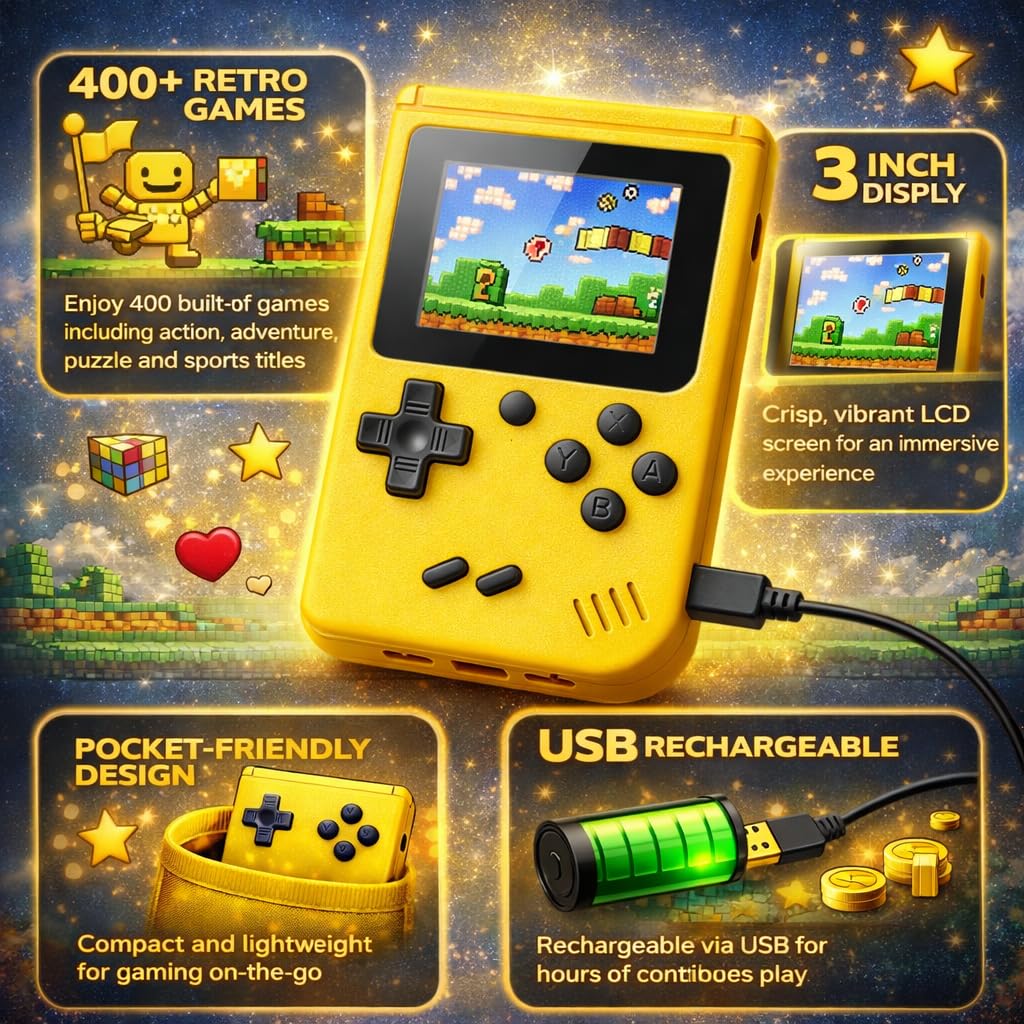 Rechargeable Pocket Size Video Game for Kids SUP 400 in 1 Retro Game Without Remote (mix color only) - Image 3