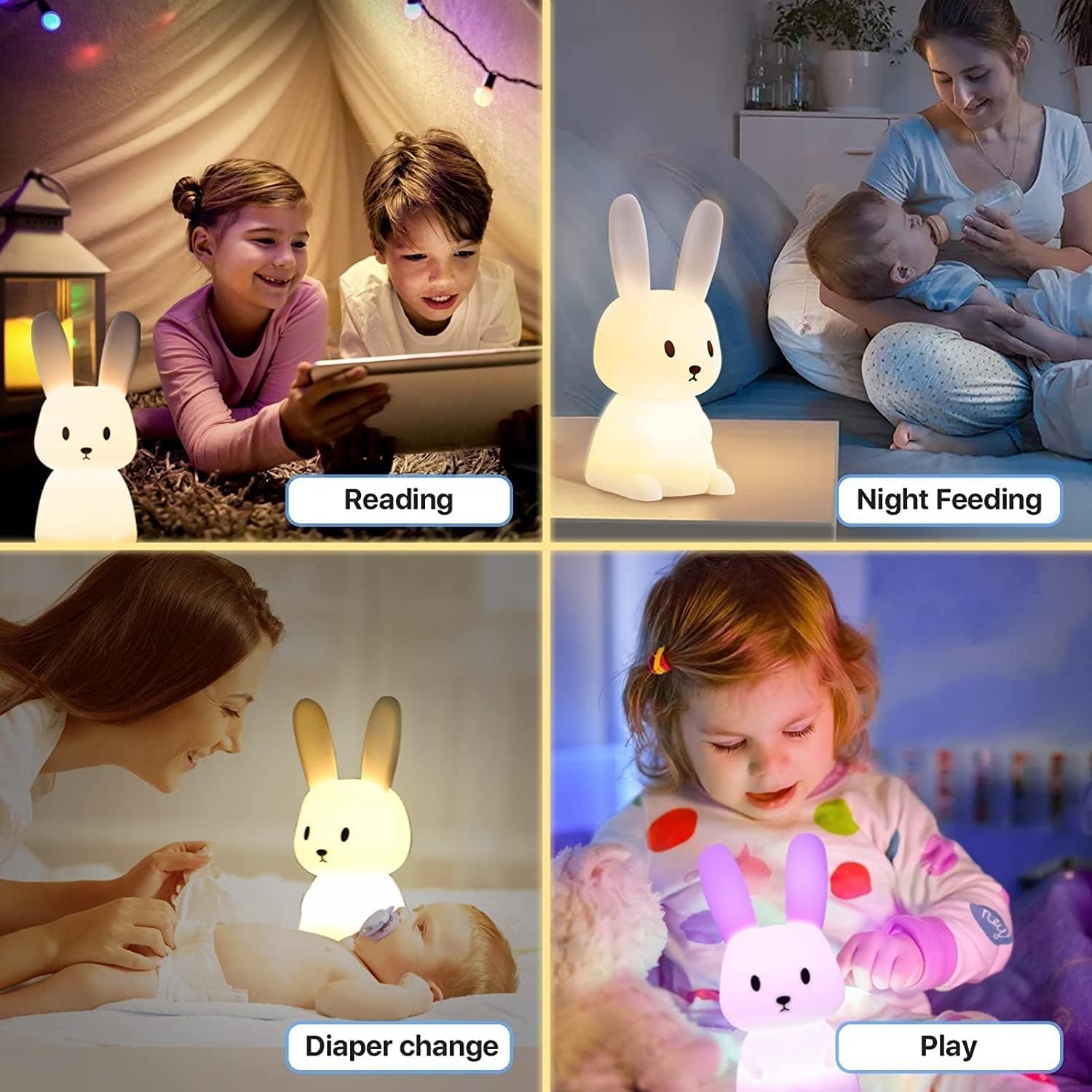 Silicone Sitting Bunny Rechargeable LED Night Lamp - Image 3