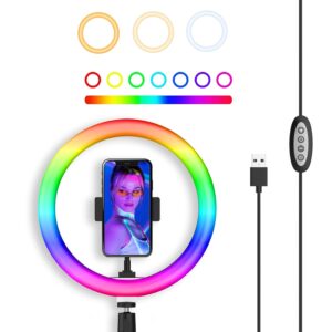 Professional RGB Multicolour 10" inch Ring light with Mobile Mount, Compatible with iPhone & Android(only ring light)