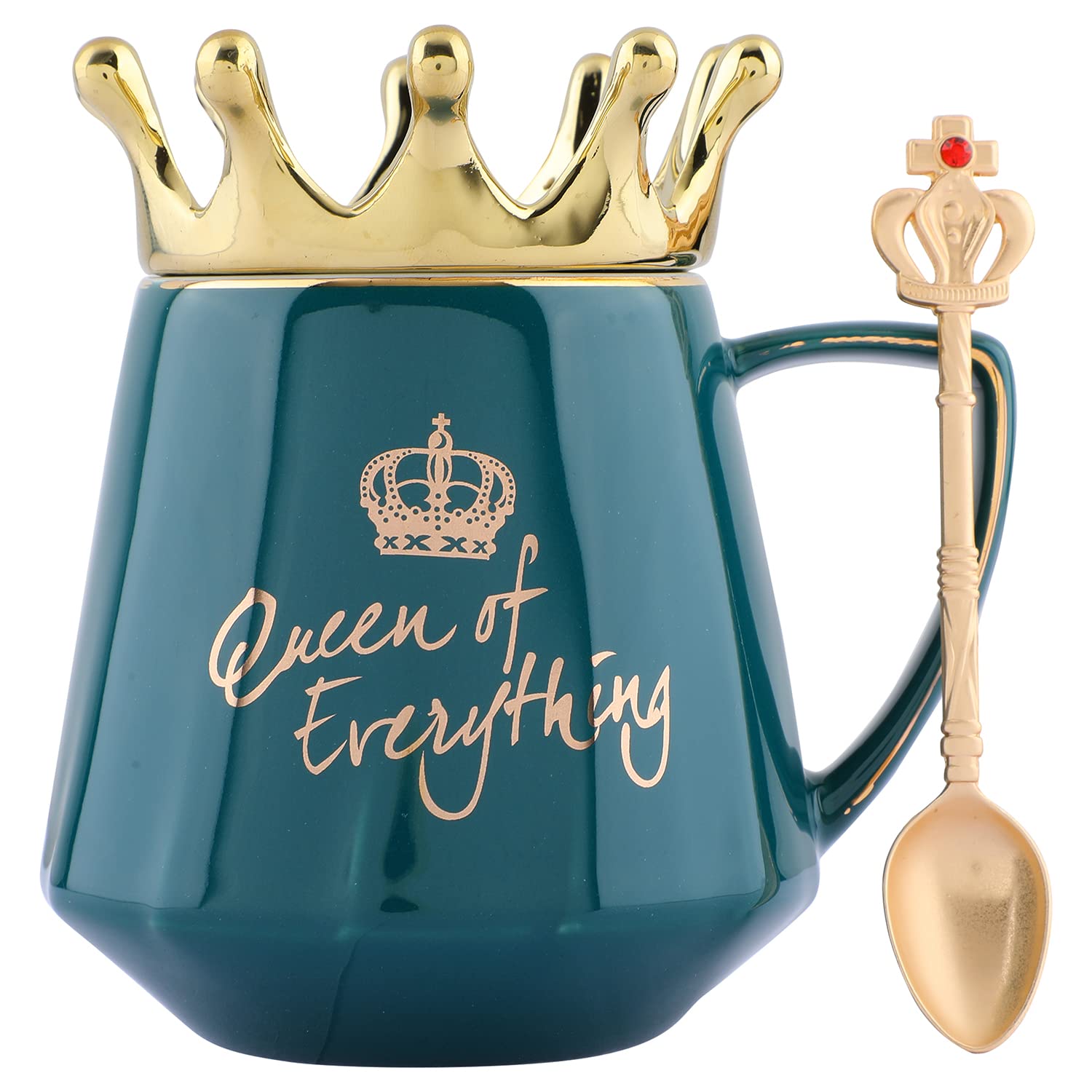 Queen of Everything Mug with Golden Crown & Spoon 350ml(mix color only) - Image 3