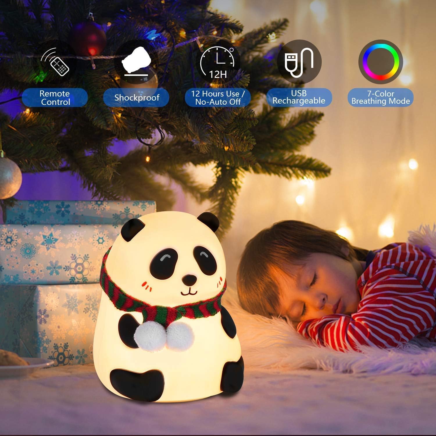 Rechargeable & Color changing Cute Silicone Panda Night Light Kids Lamp - Image 6