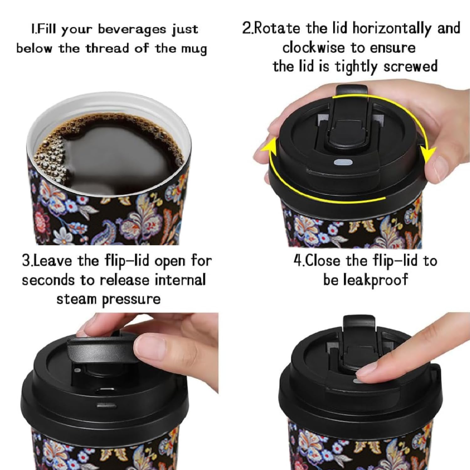 Stainless Steel Coffee Travel Sipper with Straw & Flip Lid (550 ML) - Image 4