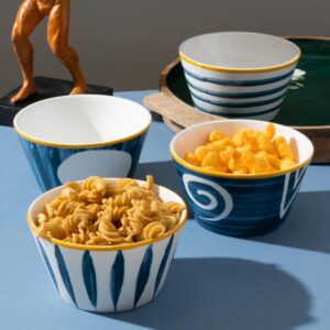 Ceramic Nikko Nero Bowl Set of 4, (470 ml each)