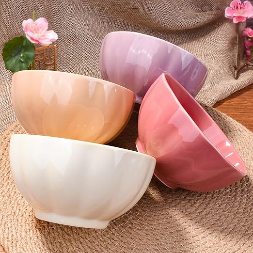 Pastel Charm Ceramic Bowls – Set of 4(310 ml each) - Image 2