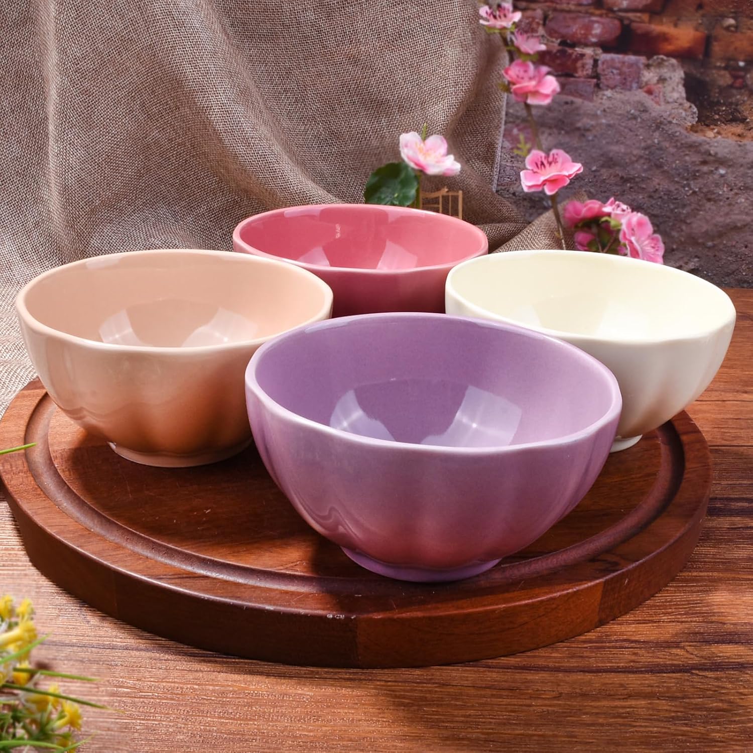 Pastel Charm Ceramic Bowls – Set of 4(310 ml each) - Image 7