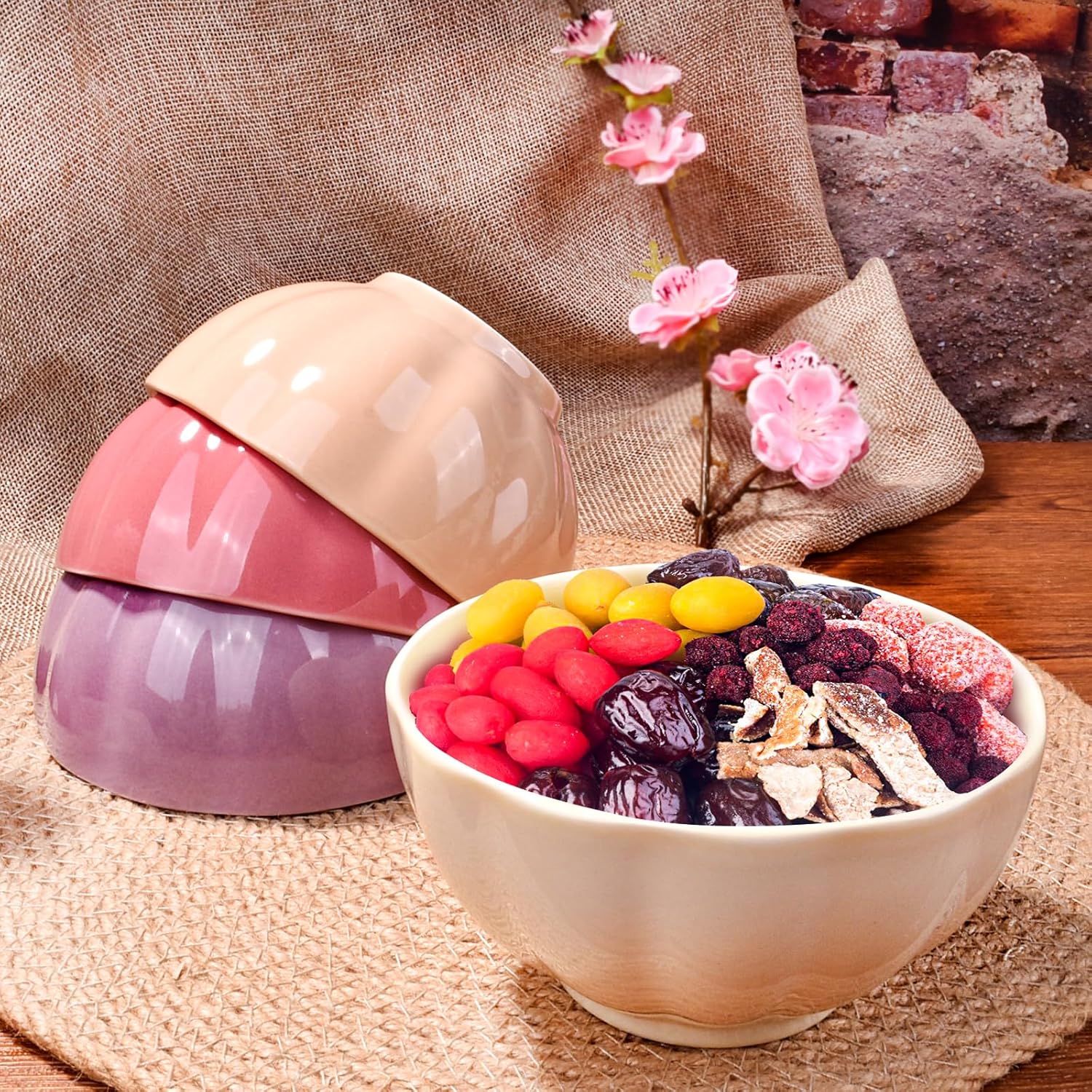 Pastel Charm Ceramic Bowls – Set of 4(310 ml each) - Image 6