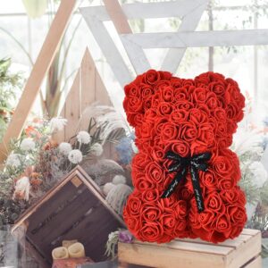 Red Rose Teddy Bear with DIY String Light