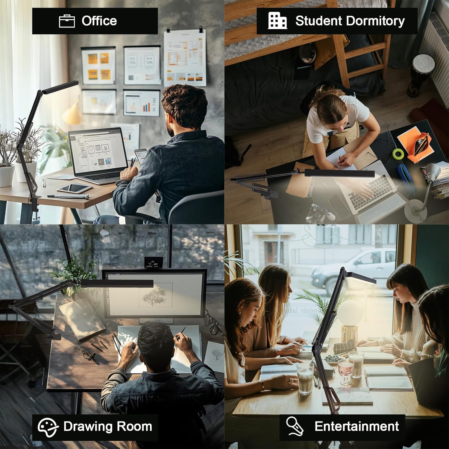 Adjustable LED Desk Lamp with Clamp, 3 Color Modes(Black) - Image 8