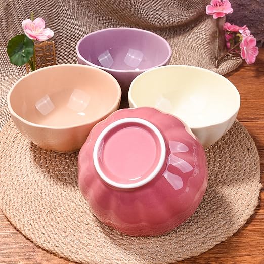 Pastel Charm Ceramic Bowls – Set of 4(310 ml each) - Image 3