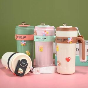 Stainless Steel Double Wall Insulated Travel Coffee Tumbler Mug with Temperature Display(mix color only)
