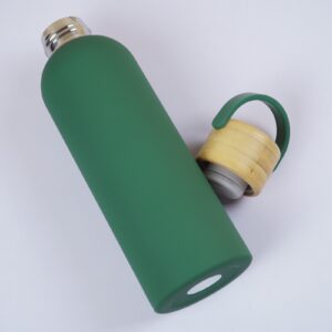 500 ML Insulated Water Bottle with Natural Wooden Lid(Black, Green only)