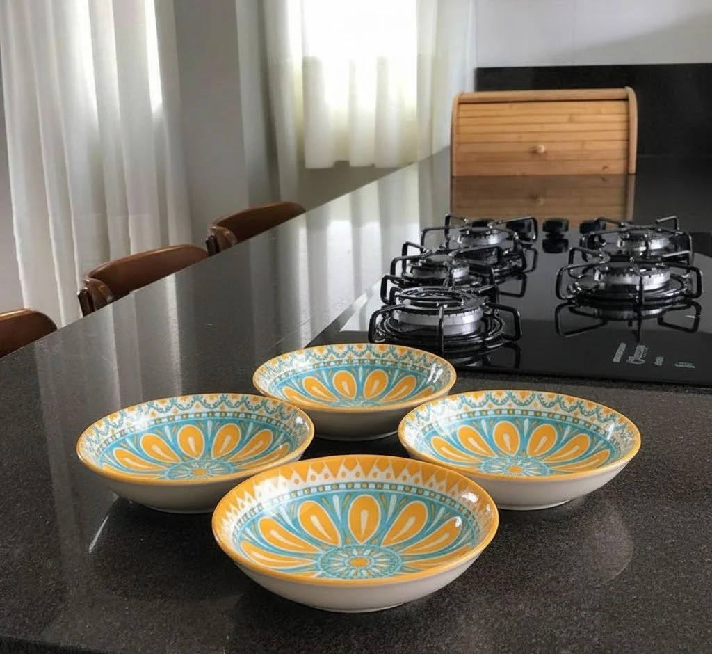 Vibrant Sunshine Bloom Ceramic Bowls – Set of 4 (220ml each) - Image 7