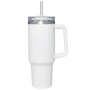 1200 ml Stainless Steel Vacuum Insulated Tumbler with Straw | Double Wall Travel Water Cup | Hot & Cold | Leak‑Resistant, BPA‑Free | White