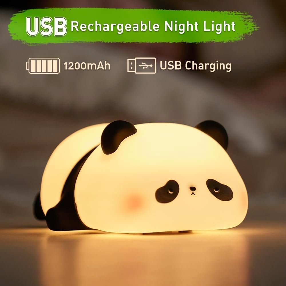 Kids Sleeping Panda Touch Silicone Night Lamp – Rechargeable LED Bedside Lamp for Children's Bedroom, Romantic Decor, Valentine Day Gift, Love Gift for Her, Couple Gift - Image 7