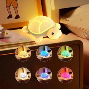 Cute Turtle Night Light, LED Bedside Baby Room Lamp, Soft BPA-Free Silicone, USB Rechargeable Lamp with Touch Sensor Control Table Light for Kids, Birthday Gifts, Valentine Gift