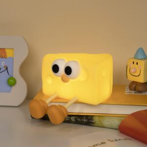 Silicone Cheese Night Light Lamp for Kids, Night Light for Bedroom, Birthday Gift for Kids, Cute Table Lamp, Silicone Rechargeable Lamps with Charging Plug, Valentine Gift for Girlfriend