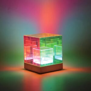 3D Cube Acrylic Table Lamp | 2000 mAh Battery | Bedroom & Living Room Lamp, Bedside 3D Art Cube Acrylic with Stepless Dimming & 3 Colour Touch Control