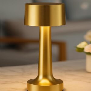 Touch Lamp for Bedroom | Modern Desk Lamp for Study, Living Room & Office | Sleek Bedside Night Lamp with Dimmable Warm Light (Gold)