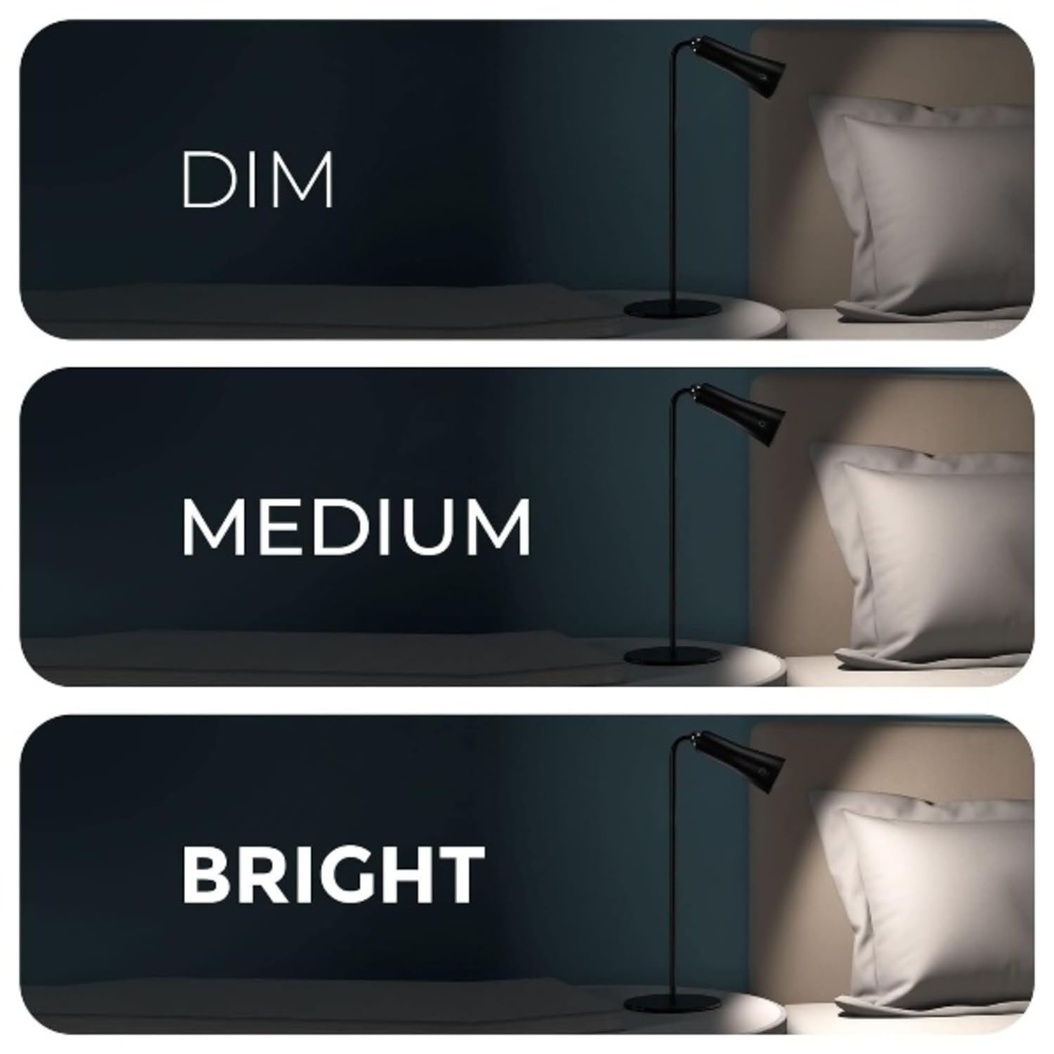 Versatile Table Lamp with Multiple Attachments: Portable Table Lamp with Powerful Magnets, Adjustable Brightness, and USB-C Rechargeable Battery, LED, Metal (Black) - Image 7