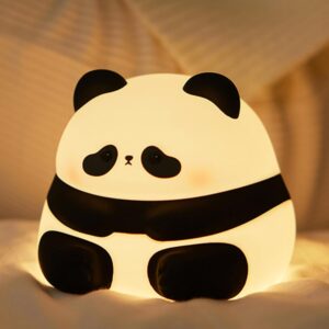 Cute LED Sad Panda Lamp for Kids Portable USB Rechargeable Squishy Lamp for Bedroom Decor Silicone Kawaii Gift for Kids Birthday Color Changing Night Lamp for Baby