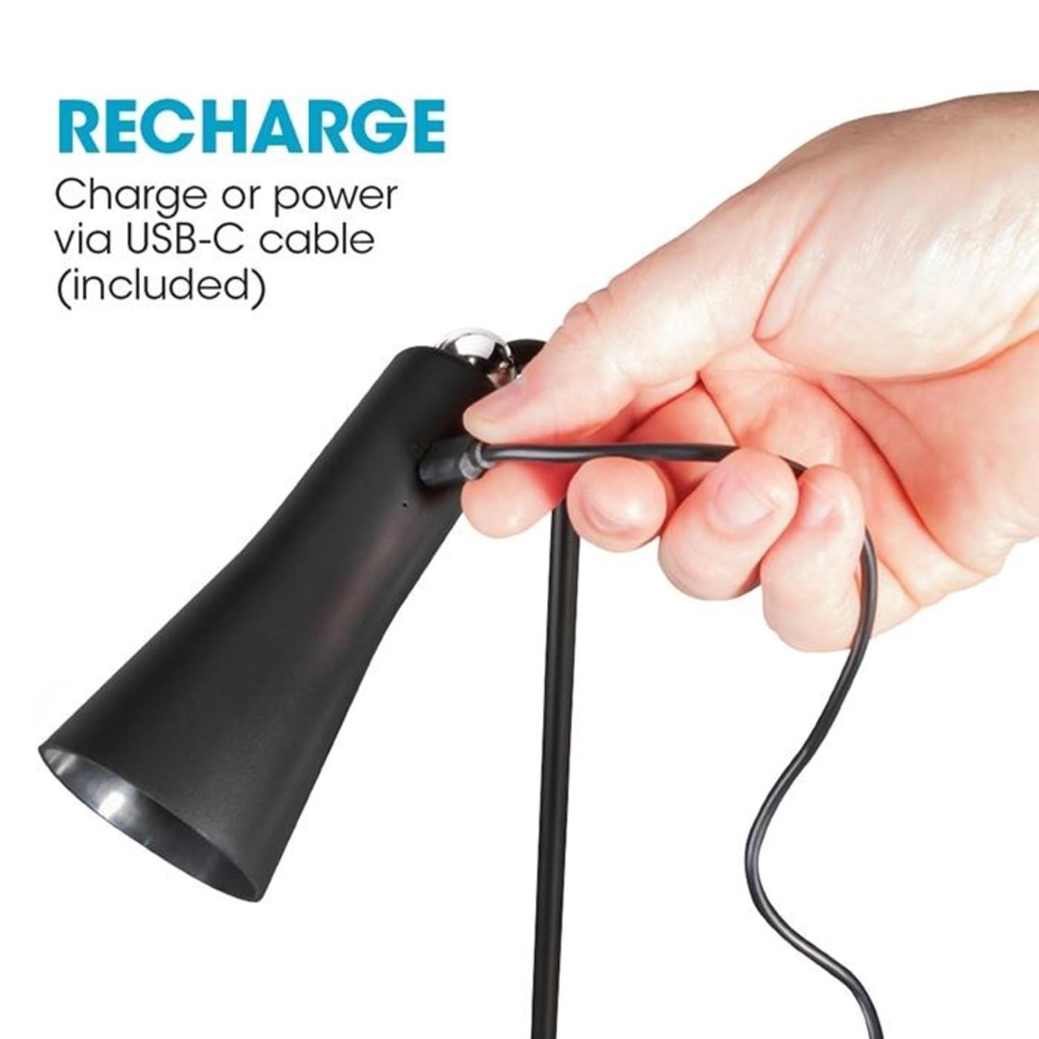 Versatile Table Lamp with Multiple Attachments: Portable Table Lamp with Powerful Magnets, Adjustable Brightness, and USB-C Rechargeable Battery, LED, Metal (Black) - Image 5