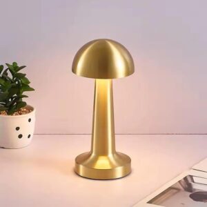 Golden Mushroom Table Lamp 3 Color Touch Sensor Lamp 1200mAh USB Rechargeable LED Table Lamp Home Decor | Bedside Lamps | Study Desk | Room Decor | Living Spaces | Best Gift (Gold)