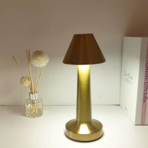 Premium Golden Cap Table Lamp with 3 Color Changing LED Light, 1200mAh Rechargeable Battery, Touch Control Bedside & Study Lamp Perfect for Indoor Use Bedroom and Living Room