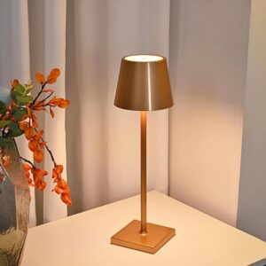 Table Lamp - 2000 mAh Battery, LED Rechargeable for Home Decoration, Bedroom - Stepless Dimming, 3 Colour Touch Control - Metal (Rose Gold)