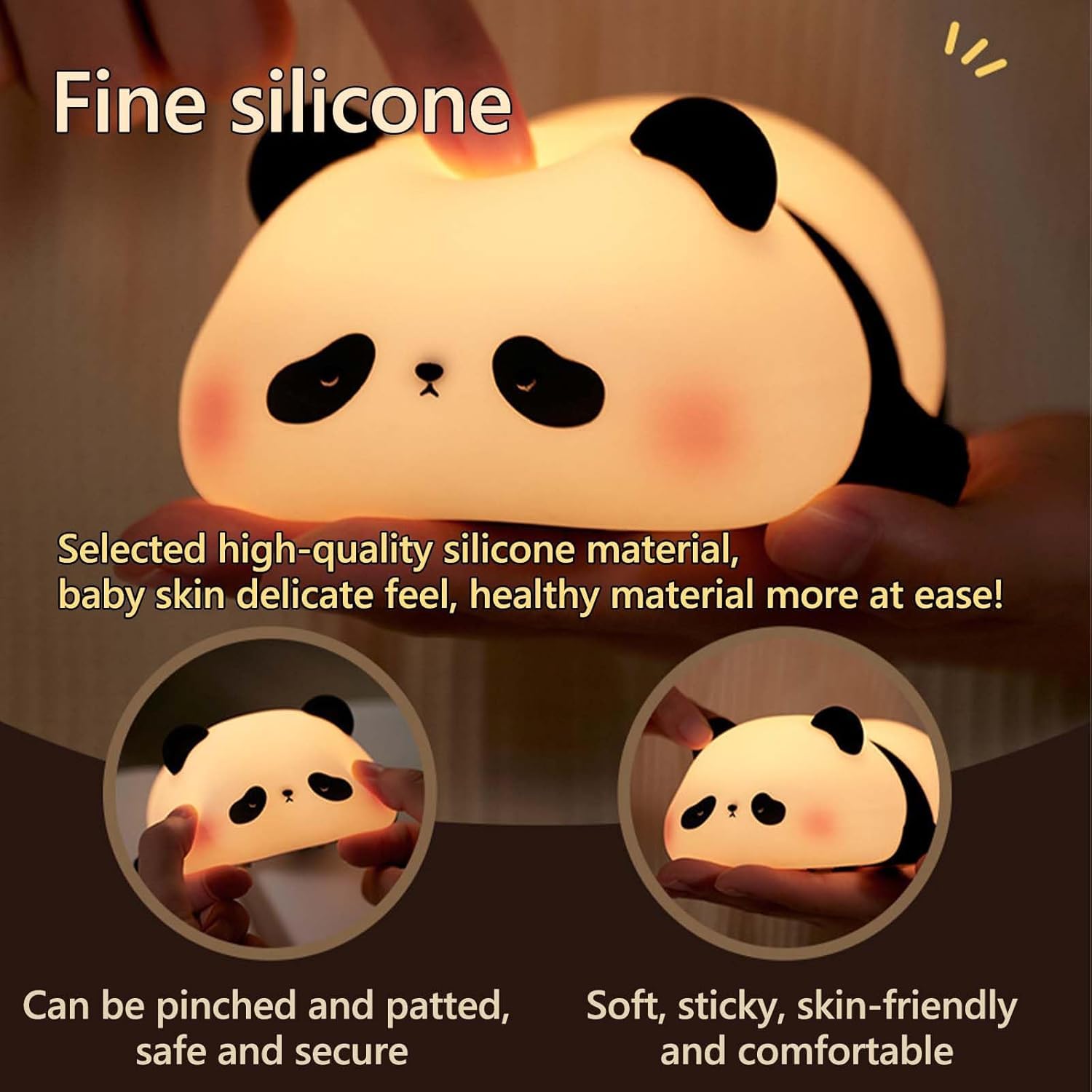 Kids Sleeping Panda Touch Silicone Night Lamp – Rechargeable LED Bedside Lamp for Children's Bedroom, Romantic Decor, Valentine Day Gift, Love Gift for Her, Couple Gift - Image 3