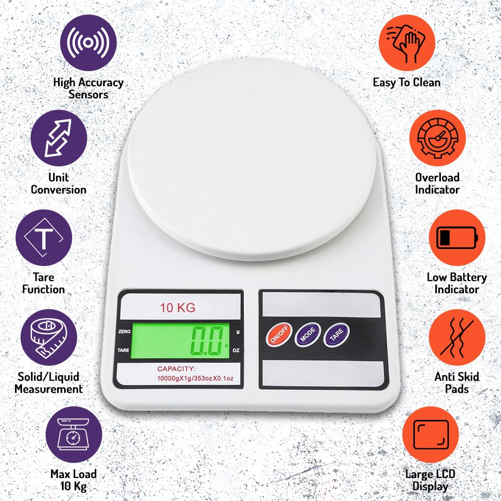 LCD Display Digital Kitchen Weight Scale White - Image 5