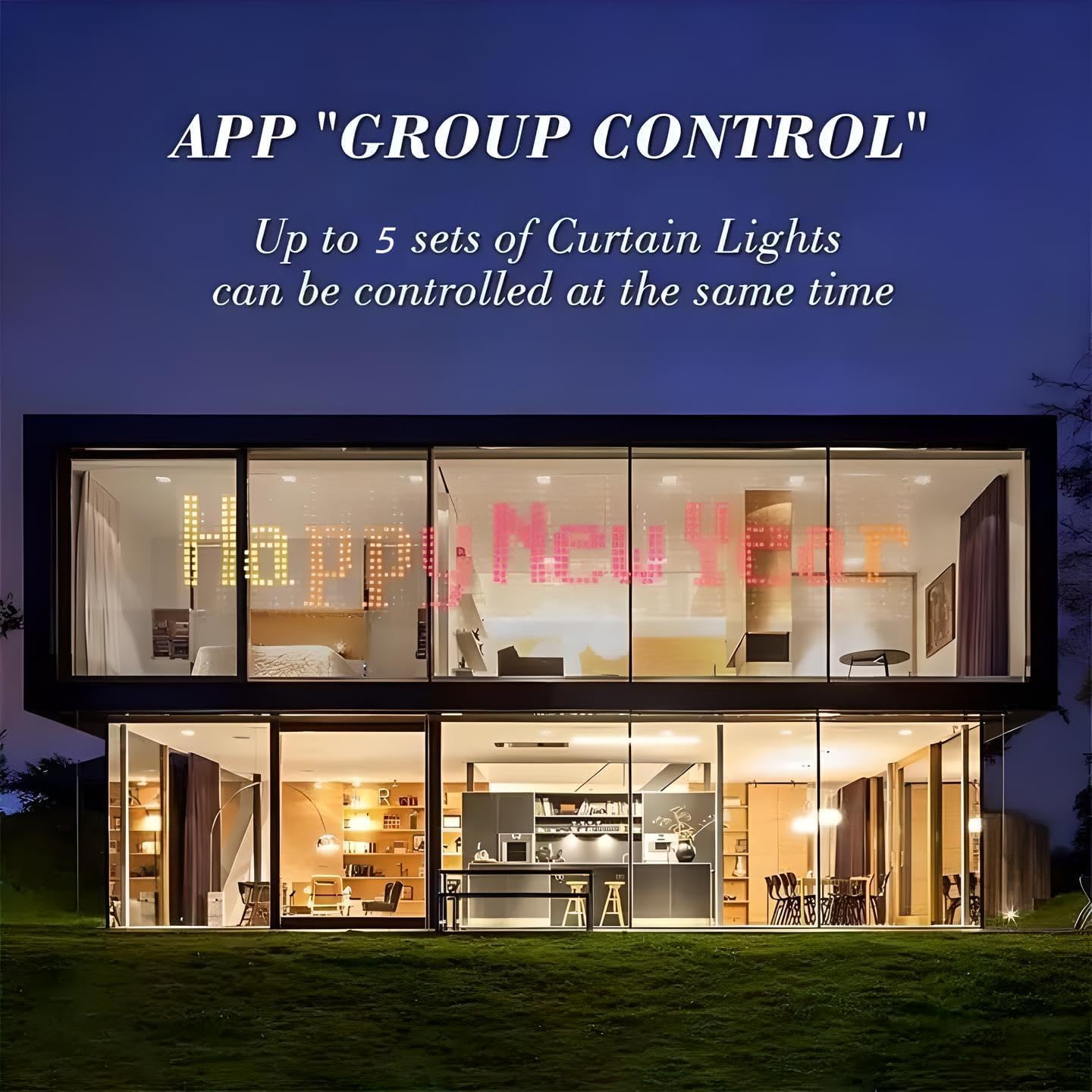 Smart LED Curtain Lights Bluetooth App Control GIF Emoji DIY Text Pixel Animated RGB IC Music Sync 400 LED Fairy Curtain Backdrop for Bedroom Window Wall Decoration 6 x 6 ft - Image 4