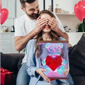 LED Big Crystal Teddy Bear Corded Electric Plastic Night Lamp - Cute Bear Night Lamp, LED Night Light for Bedroom, Kids Decor, Unique Gift Lamp