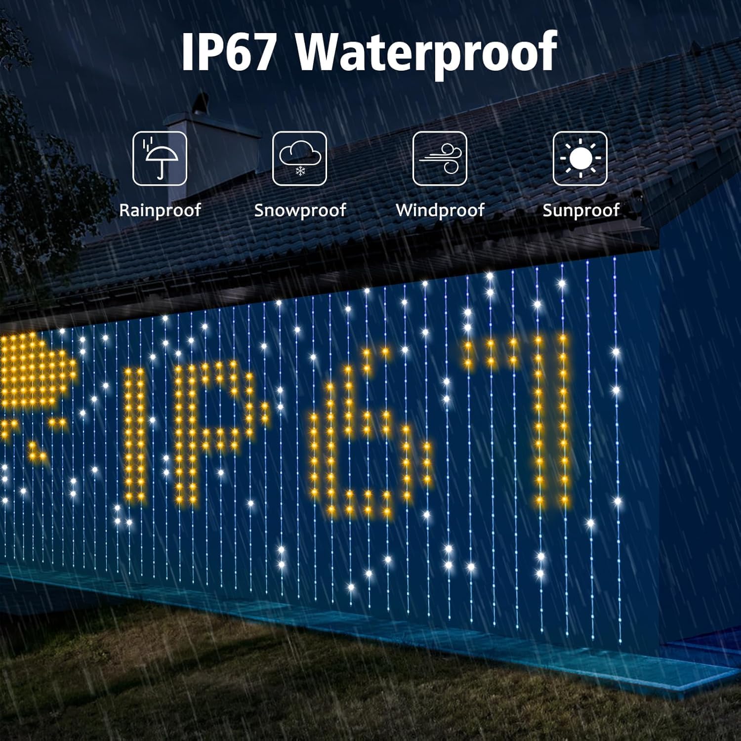 Smart LED Curtain Lights Bluetooth App Control GIF Emoji DIY Text Pixel Animated RGB IC Music Sync 400 LED Fairy Curtain Backdrop for Bedroom Window Wall Decoration 6 x 6 ft - Image 6