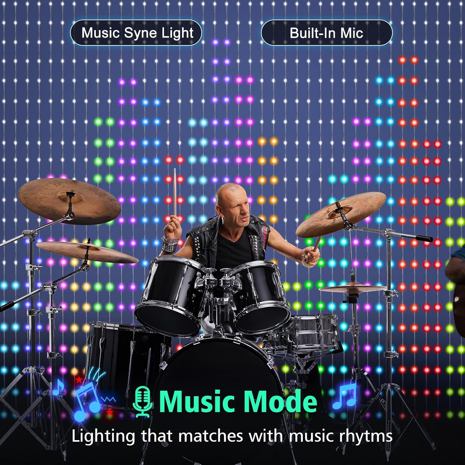 Smart LED Curtain Lights Bluetooth App Control GIF Emoji DIY Text Pixel Animated RGB IC Music Sync 400 LED Fairy Curtain Backdrop for Bedroom Window Wall Decoration 6 x 6 ft - Image 7