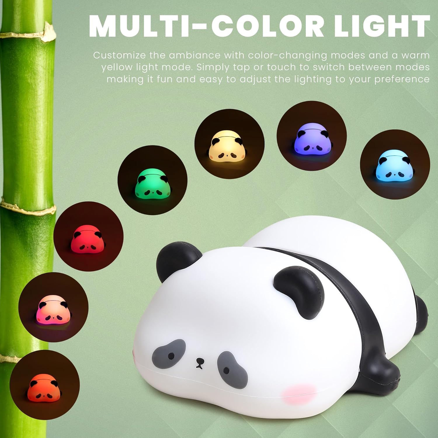 Kids Sleeping Panda Touch Silicone Night Lamp – Rechargeable LED Bedside Lamp for Children's Bedroom, Romantic Decor, Valentine Day Gift, Love Gift for Her, Couple Gift