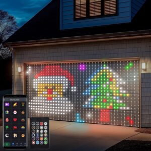 Smart LED Curtain Lights Bluetooth App Control GIF Emoji DIY Text Pixel Animated RGB IC Music Sync 400 LED Fairy Curtain Backdrop for Bedroom Window Wall Decoration 6 x 6 ft